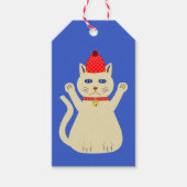 Schattigee Kerstmis Kat Custom Cadeaulabel (Voorkant)