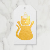 Schattigee Kerstmis Kat Custom Cadeaulabels (Voorkant)
