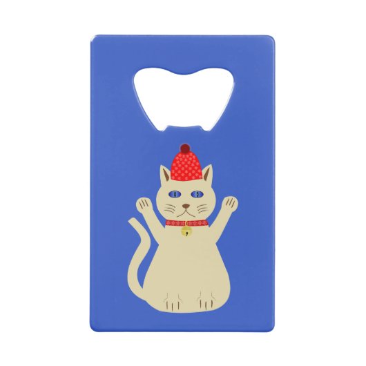 Schattigee Kerstmis Kat Custom Creditkaart Flessenopener (Voorkant)