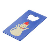 Schattigee Kerstmis Kat Custom Creditkaart Flessenopener (Voorkant Gekanteld)
