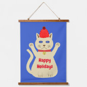 Schattigee Kerstmis Kat Custom Hangend Wandkleed (Voorkant)