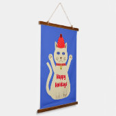 Schattigee Kerstmis Kat Custom Hangend Wandkleed (Gebogen)