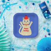 Schattigee Kerstmis Kat Custom Papieren Bordje (Feest)