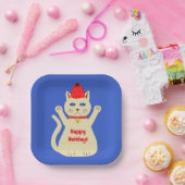 Schattigee Kerstmis Kat Custom Papieren Bordje (Feest)