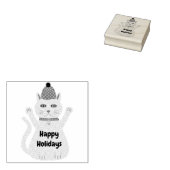 Schattigee Kerstmis Kat Custom Rubberstempel (Gestempeld)