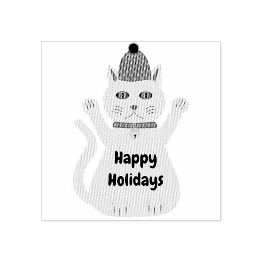 Schattigee Kerstmis Kat Custom Rubberstempel (Afrduk)