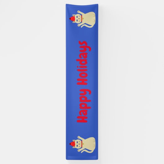 Schattigee Kerstmis Kat Custom Spandoek (Verticaal)