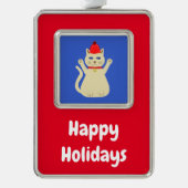 Schattigee Kerstmis Kat Custom Verzilverd Omlijst Ornament (Voorkant)