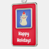 Schattigee Kerstmis Kat Custom Verzilverd Omlijst Ornament (Links)