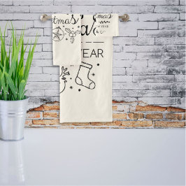 Schattigee Kerstmis minimalistische Doodled handdo Bad Handdoek