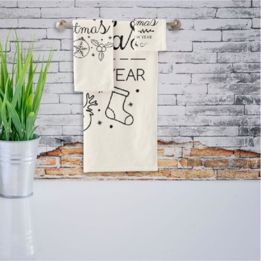 Schattigee Kerstmis minimalistische Doodled handdo Bad Handdoek