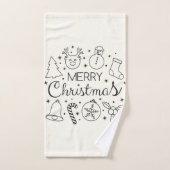 Schattigee Kerstmis minimalistische Doodled handdo Bad Handdoek (Handdoek)