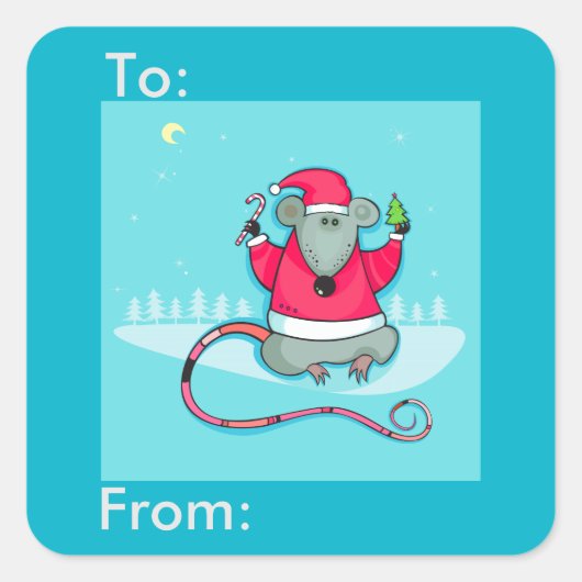 Schattigee Kerstmis Mouse Santa Outfit Gift Label (Voorkant)