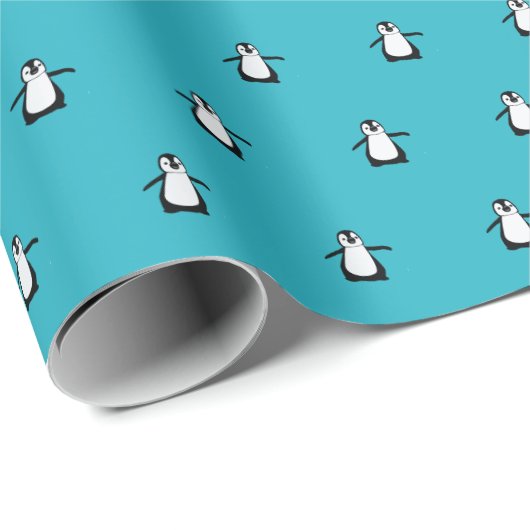 Schattigee Kerstmis Pinguïn Blauwe Winter Cadeaupapier (Rol Hoek)