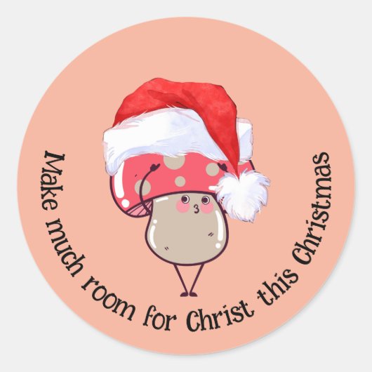 Schattigee Kerstmis Santa Mushroom Ronde Sticker (Voorkant)