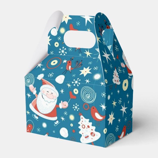 Schattigee Kerstmis Santa Pattern Gable Favor Box Bedankdoosjes (Voorkant Zijde)