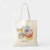 Schattigee Kerstmis Santa Rendier Sleigh gepersona Tote Bag (Achterkant)
