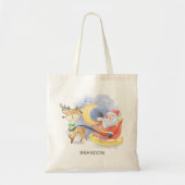 Schattigee Kerstmis Santa Rendier Sleigh gepersona Tote Bag (Voorkant)