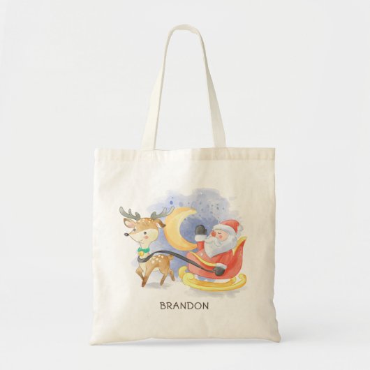 Schattigee Kerstmis Santa Rendier Sleigh gepersona Tote Bag (Voorkant)