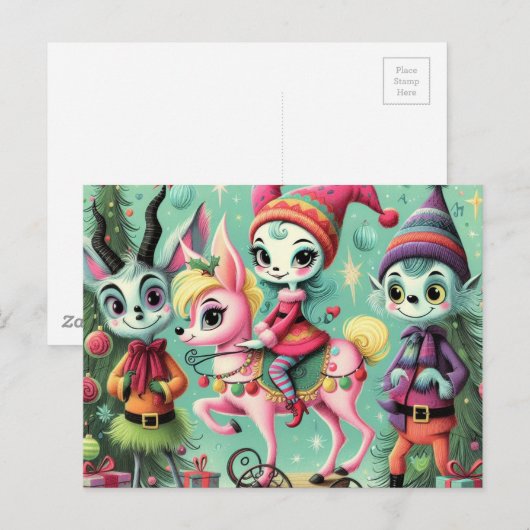 Schattigee kerstmisfits briefkaart (Voorkant / Achterkant)