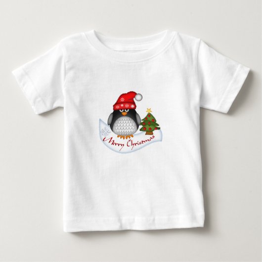 Schattigee Kerstmispinguïn met Tekst Baby Lange Mo (Voorkant)