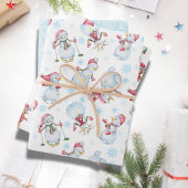 Schattigee Kerstmissneeuwpoppen, Elf, Verpakkende  Inpakpapier Vel