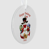 Schattigee kerstmotten met sneeuwpop acryl Ornamen Ornament (voorkant)