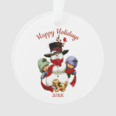 Schattigee kerstmotten met sneeuwpop acryl Ornamen Ornament (voorkant)