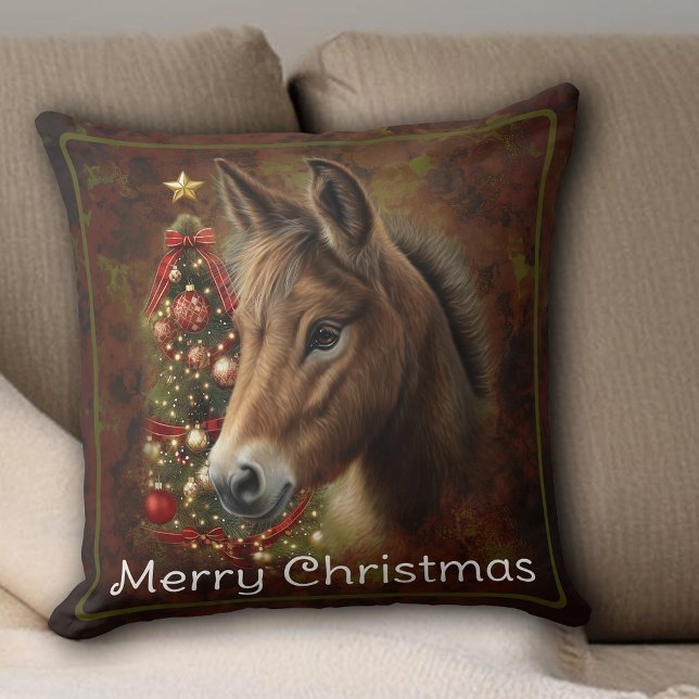 Schattigee kerstmuilezel vakantiedecor kussen (Cute Christmas Mule Holiday Decor Custom Throw Pillow)