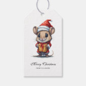 Schattigee kerstmuis gepersonaliseerd cadeaulabel (Voorkant)