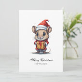 Schattigee kerstmuis gepersonaliseerd feestdagenkaart (Staand voorkant)