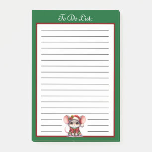 Schattigee kerstmuis in een kerstmuts om te doen post-it® notes