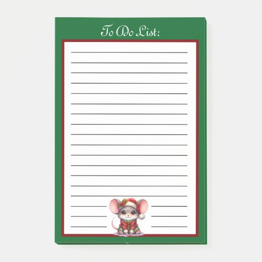 Schattigee kerstmuis in een kerstmuts om te doen post-it® notes (Voorkant)