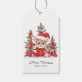 Schattigee kerstmuis met rood Pet gepersonaliseerd Cadeaulabel (Voorkant)
