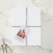 Schattigee kerstmuis met rood Pet gepersonaliseerd Cadeaulabel (Met Touw)