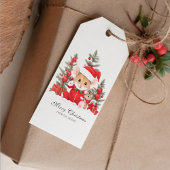 Schattigee kerstmuis met rood Pet gepersonaliseerd Cadeaulabel