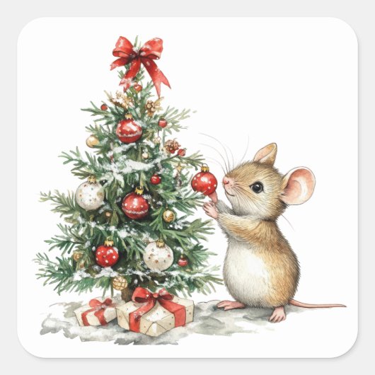 Schattigee kerstmuis Stickers (Voorkant)