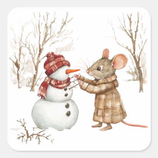 Schattigee kerstmuis Stickers (Voorkant)