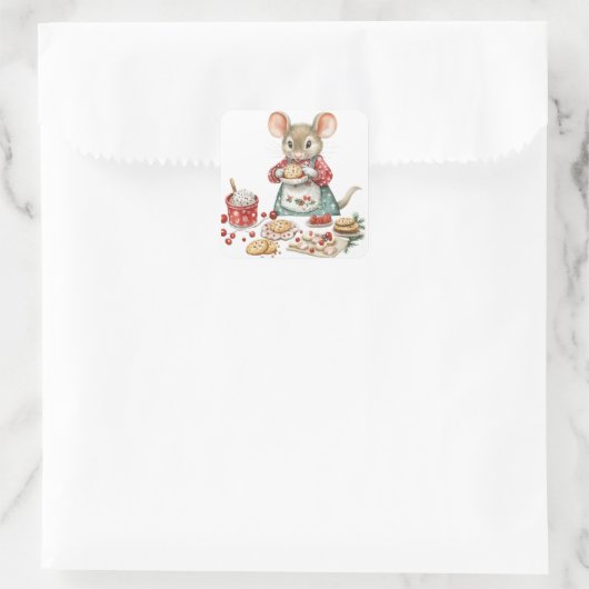 Schattigee kerstmuis Stickers (Tas)
