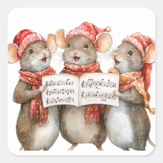 Schattigee kerstmuis Stickers (Voorkant)