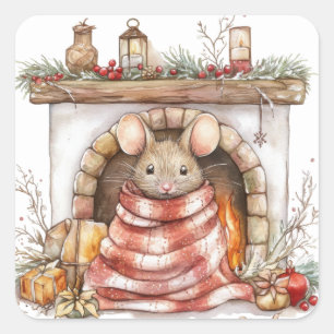 Schattigee kerstmuis Stickers