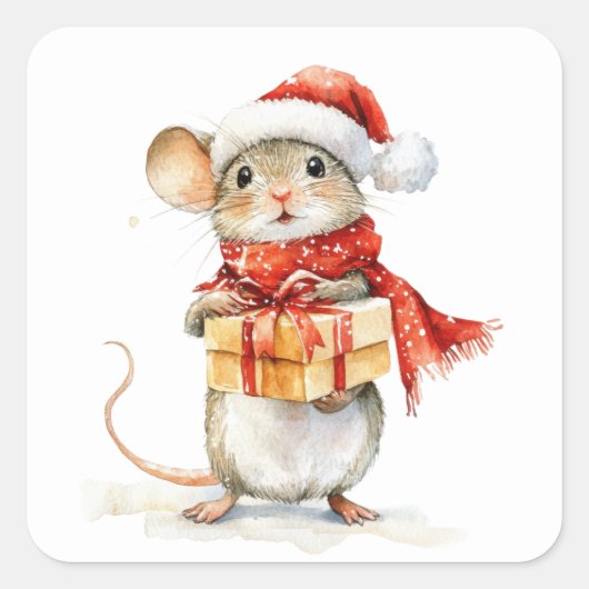 Schattigee kerstmuis Stickers (Voorkant)