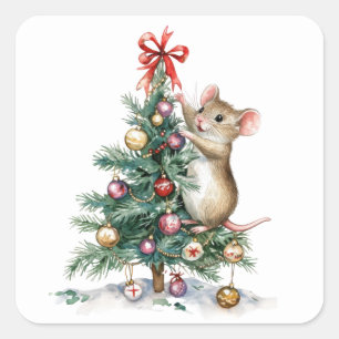 Schattigee kerstmuis Stickers