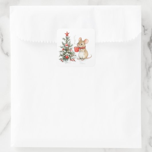 Schattigee kerstmuis Stickers (Tas)