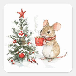 Schattigee kerstmuis Stickers
