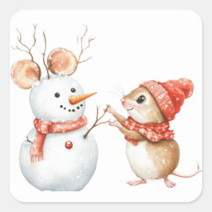 Schattigee kerstmuis Stickers