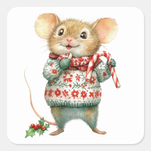 Schattigee kerstmuis Stickers (Voorkant)