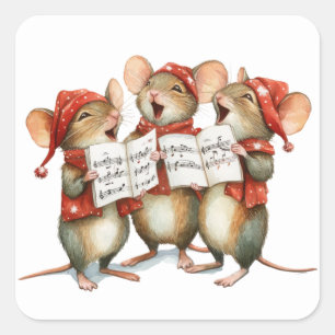 Schattigee kerstmuis Stickers