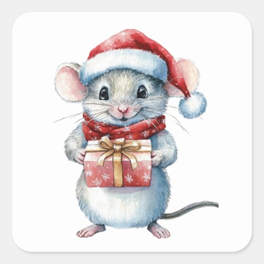 Schattigee kerstmuis Stickers (Voorkant)