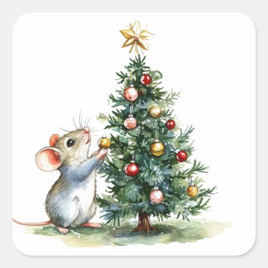 Schattigee kerstmuis Stickers (Voorkant)